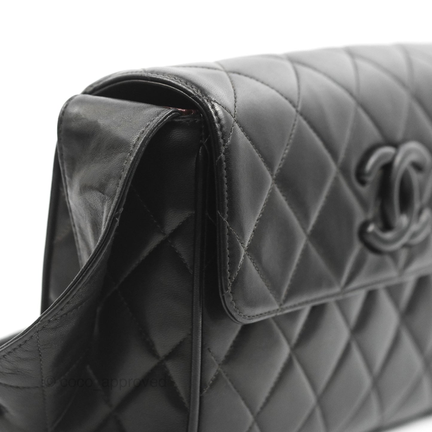 Chanel Vintage CC Quilted Shoulder Bag So Black Lambskin