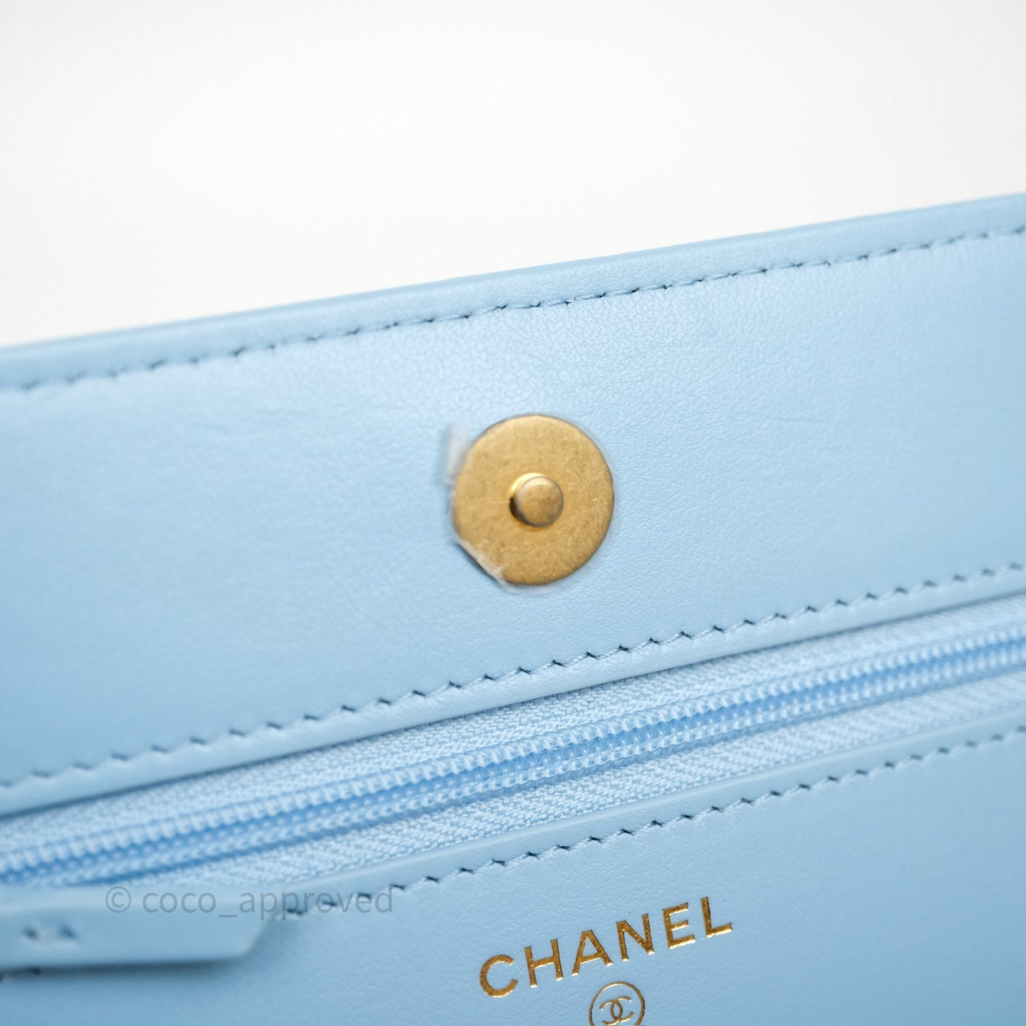Chanel Top Handle Pick Me Up Wallet On Chain WOC Blue Caviar Gold Hardware