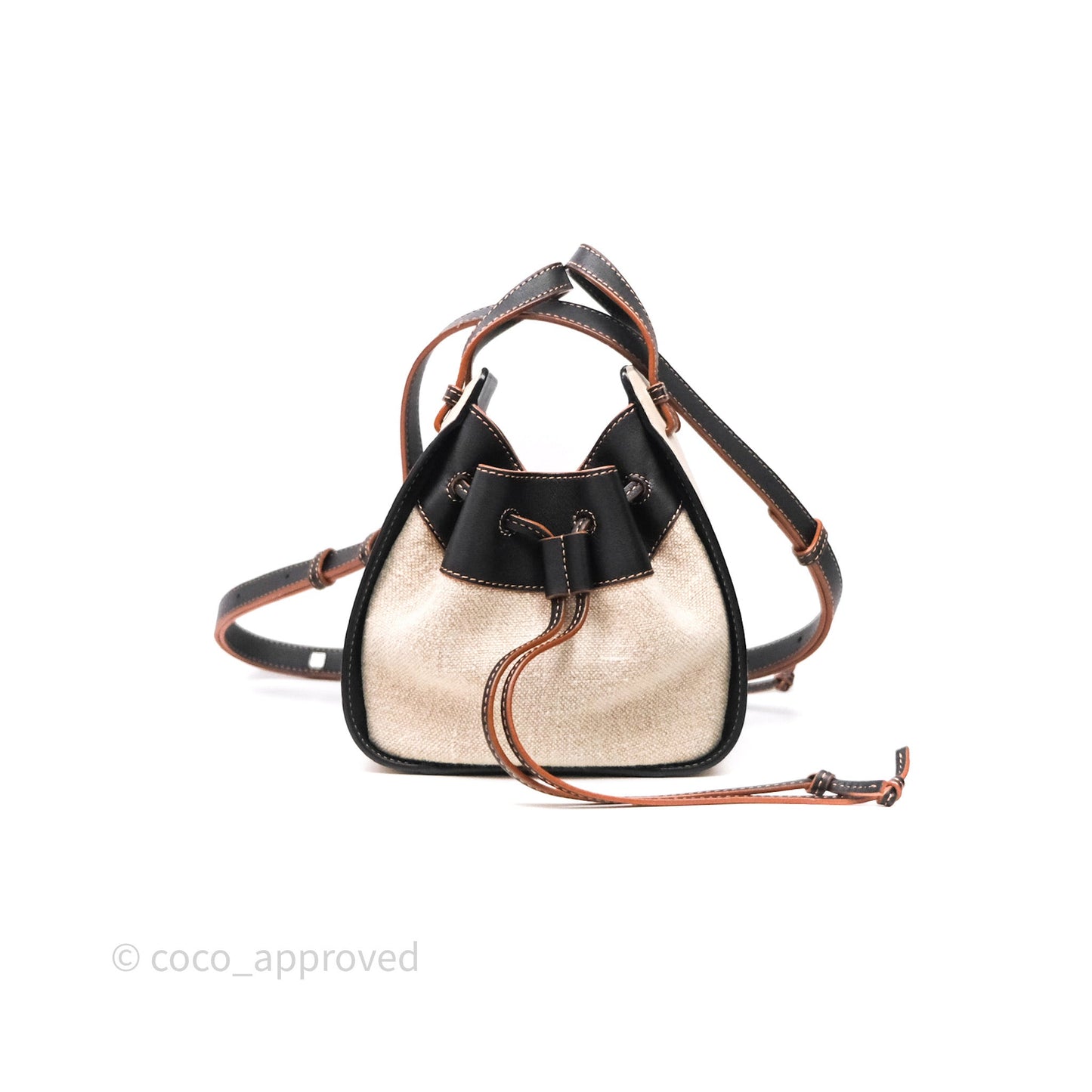 Loewe Mini Hammock Drawstring Beige/ Black Calfskin