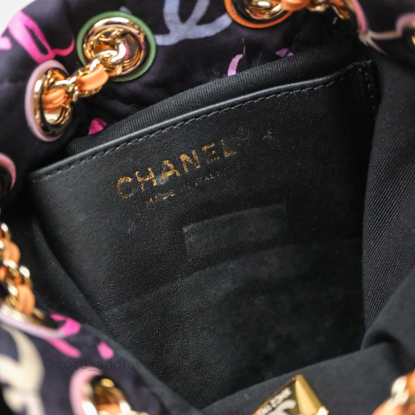 Chanel Small Drawstring Backpack Multicolored CC Printed Fabric 24S