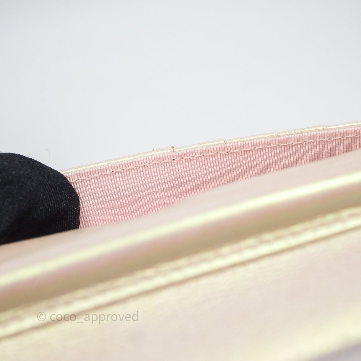 Chanel Quilted Mini Wallet on Chain WOC Iridescent Ivory Gold Hardware