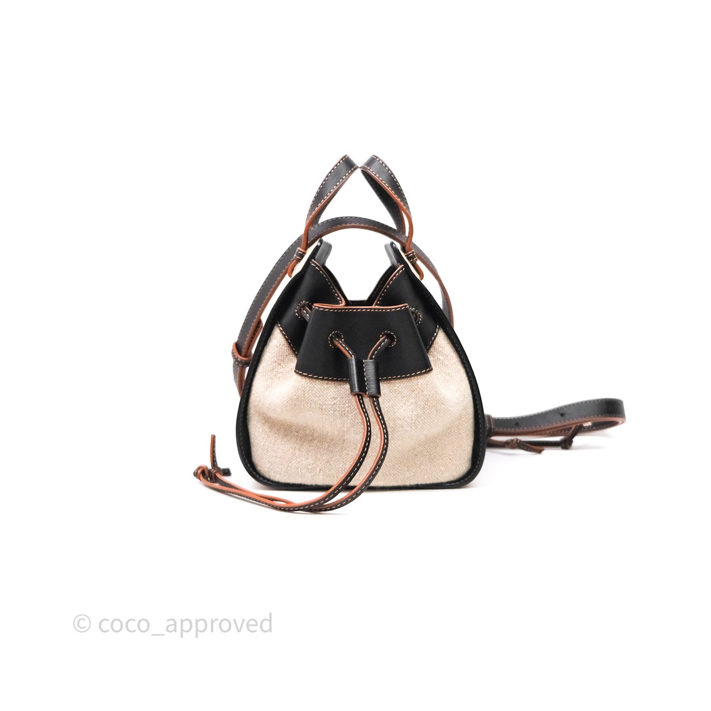 Loewe Mini Hammock Drawstring Beige/ Black Calfskin