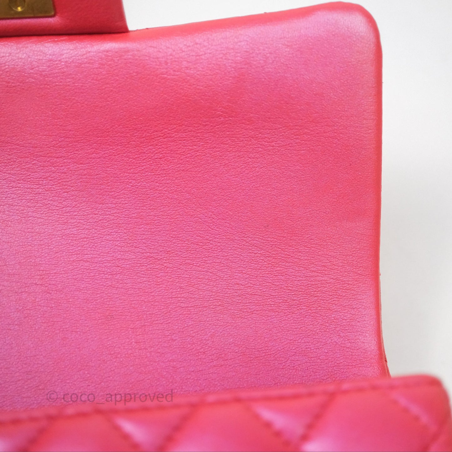 Chanel Top Handle Mini Rectangular Flap Bag Iridescent Dark Pink Lambskin Aged Gold Hardware