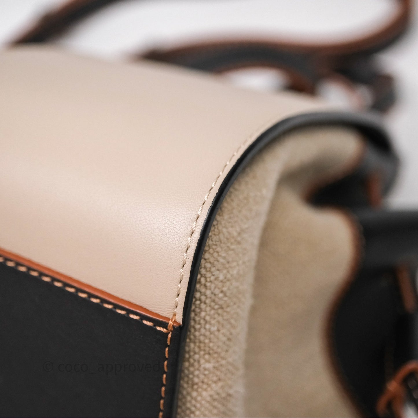 Loewe Mini Hammock Drawstring Beige/ Black Calfskin
