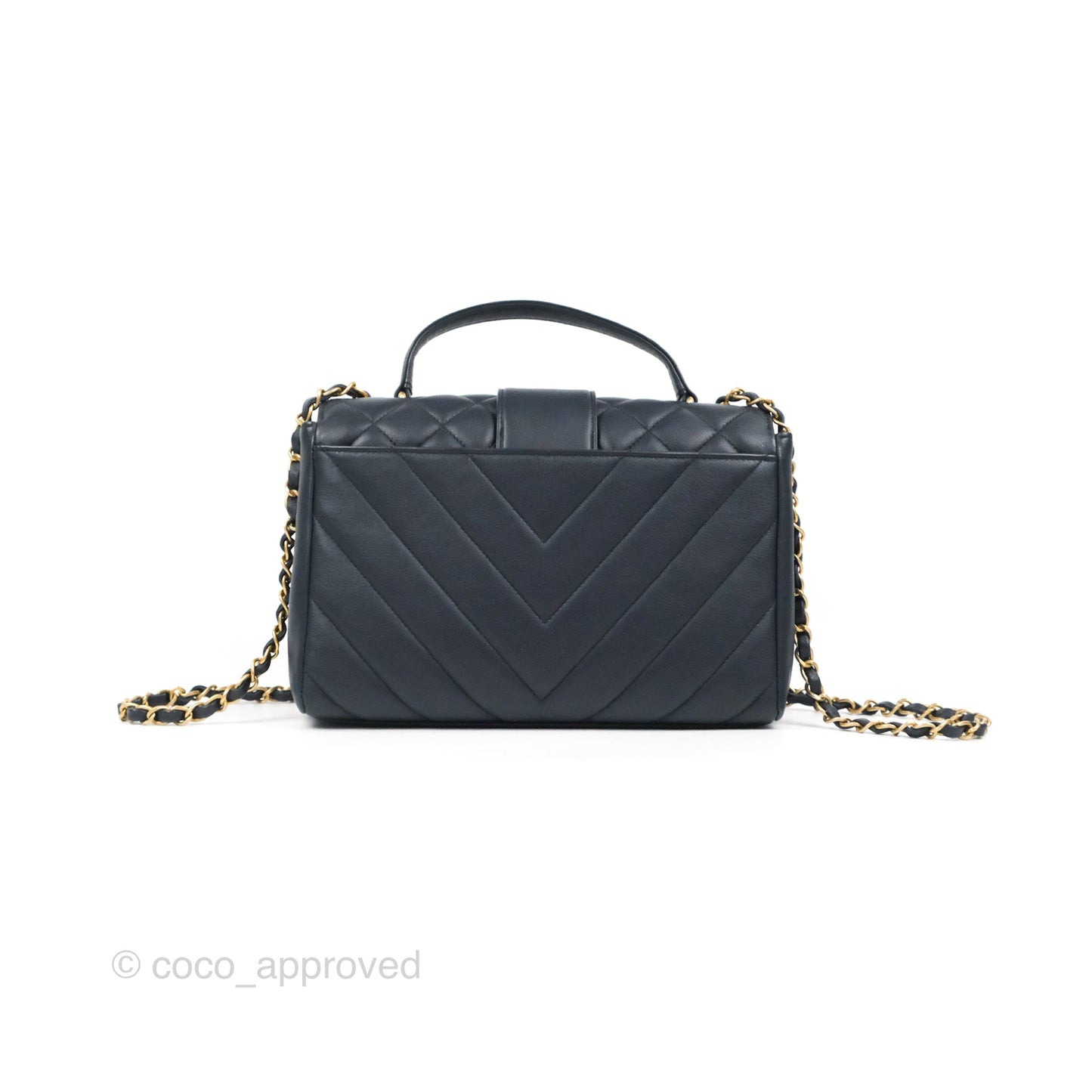 Chanel Golden Class CC Top Handle Bag Navy Calfskin Aged Gold Hardware