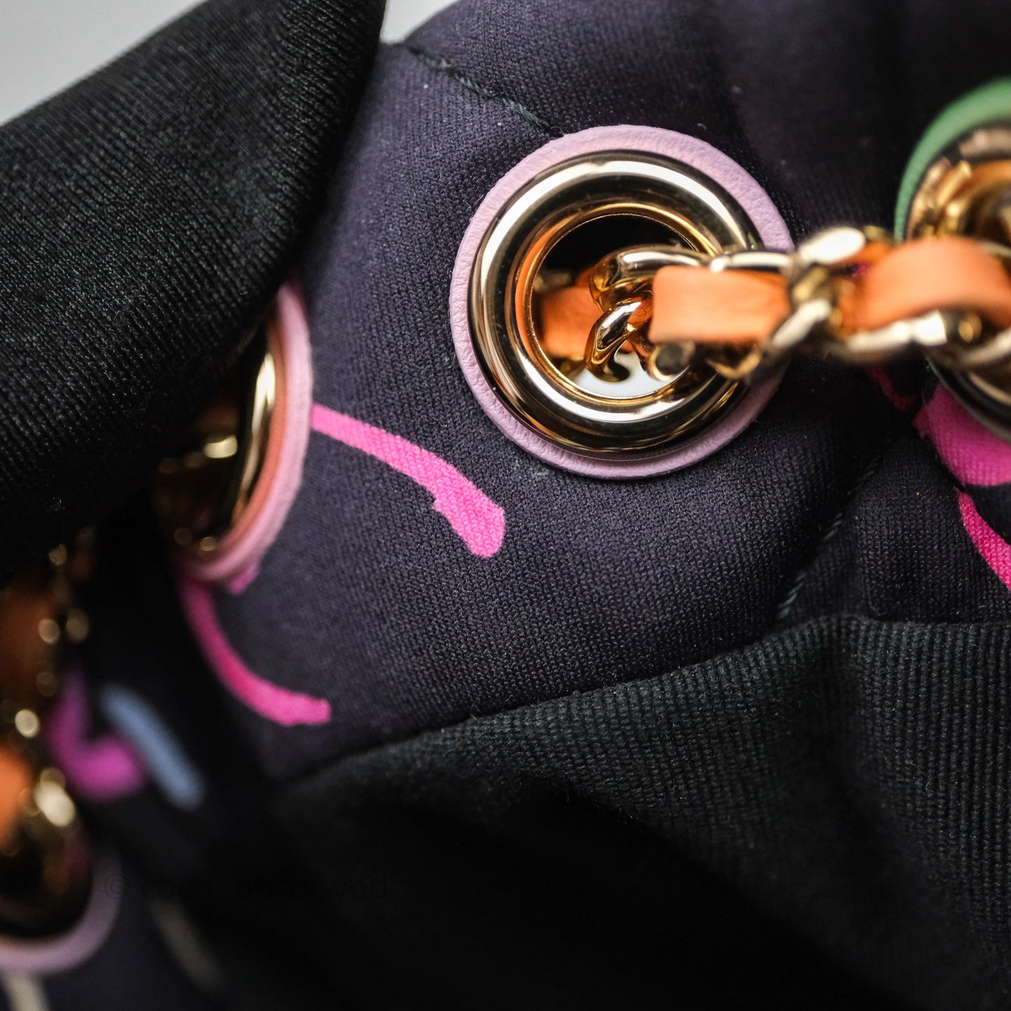 Chanel Small Drawstring Backpack Multicolored CC Printed Fabric 24S