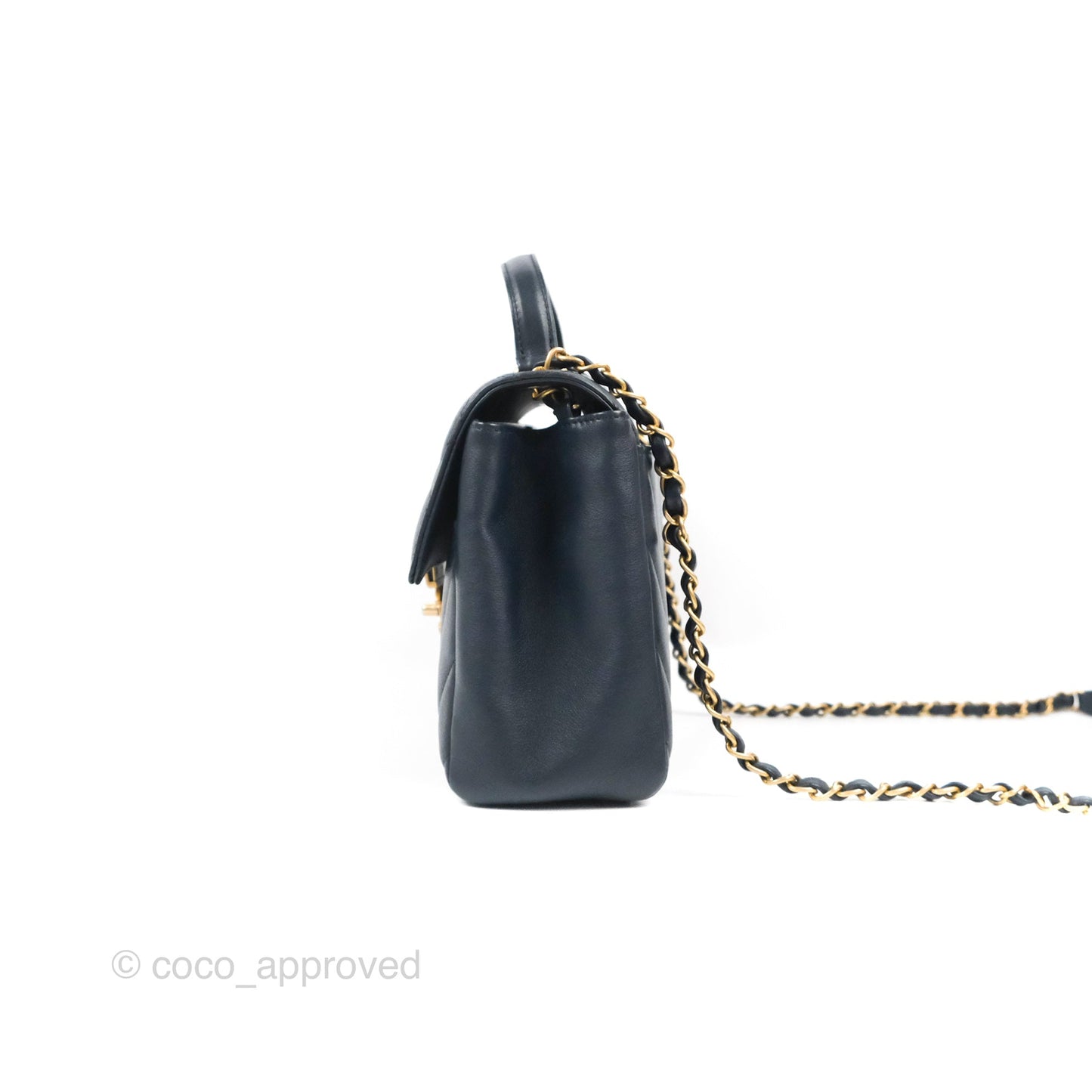 Chanel Golden Class CC Top Handle Bag Navy Calfskin Aged Gold Hardware