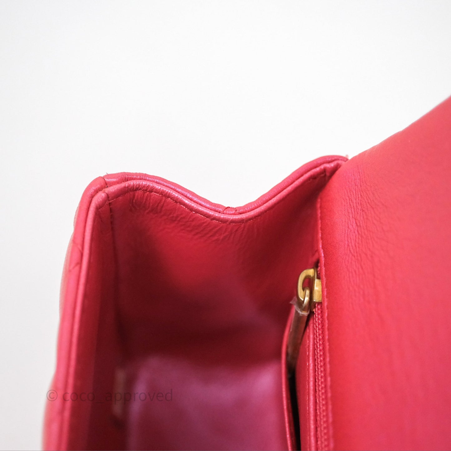 Chanel Top Handle Mini Rectangular Flap Bag Iridescent Dark Pink Lambskin Aged Gold Hardware