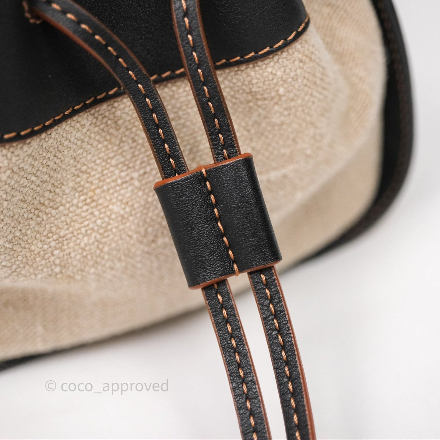 Loewe Mini Hammock Drawstring Beige/ Black Calfskin