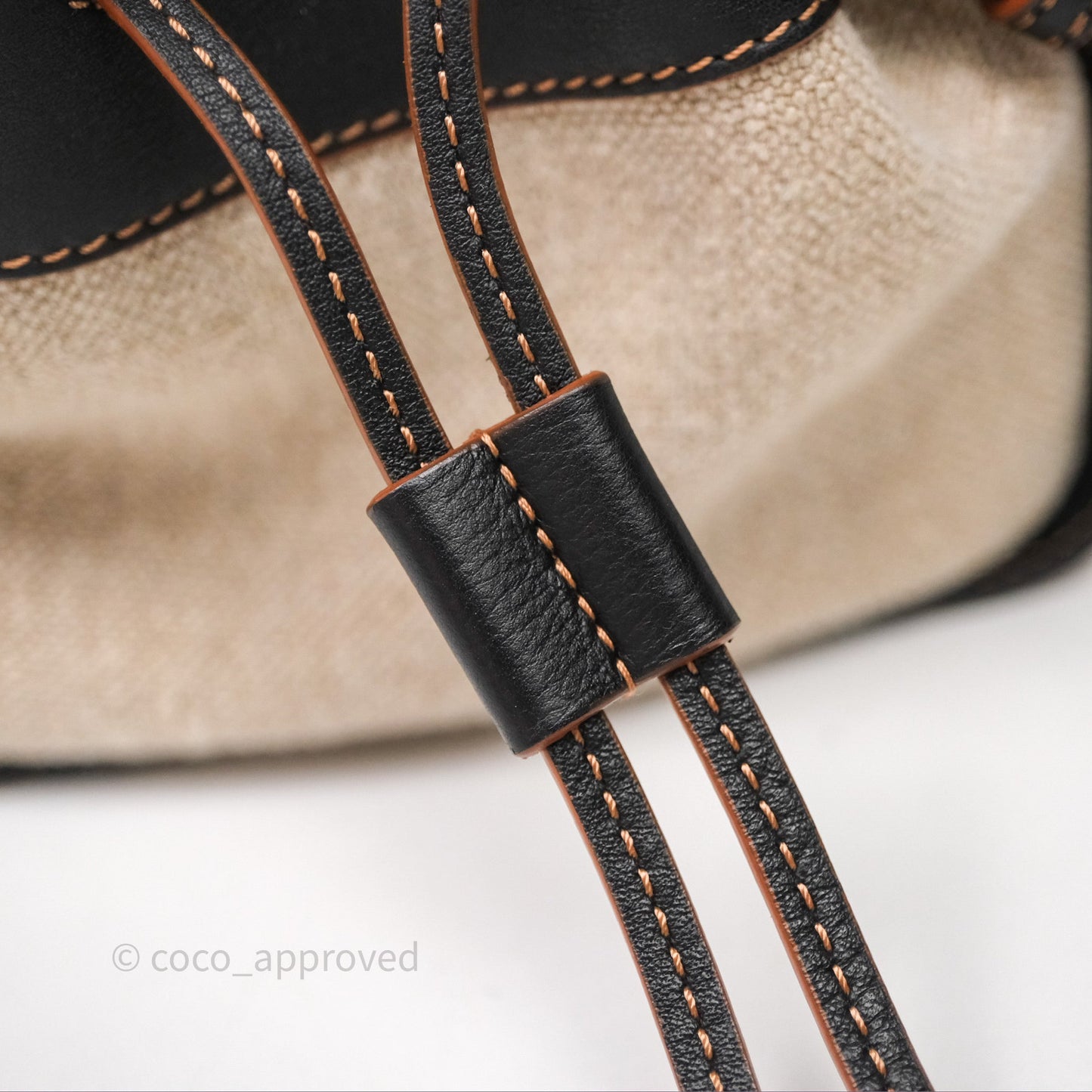 Loewe Mini Hammock Drawstring Beige/ Black Calfskin