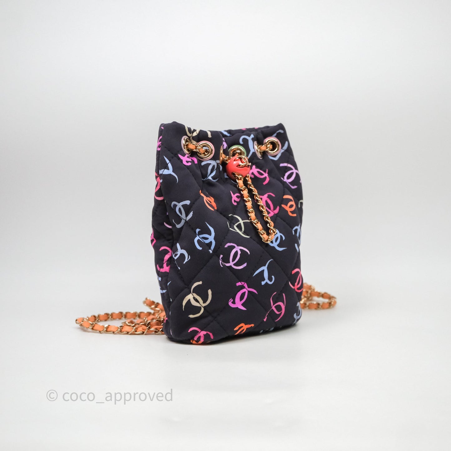 Chanel Small Drawstring Backpack Multicolored CC Printed Fabric 24S