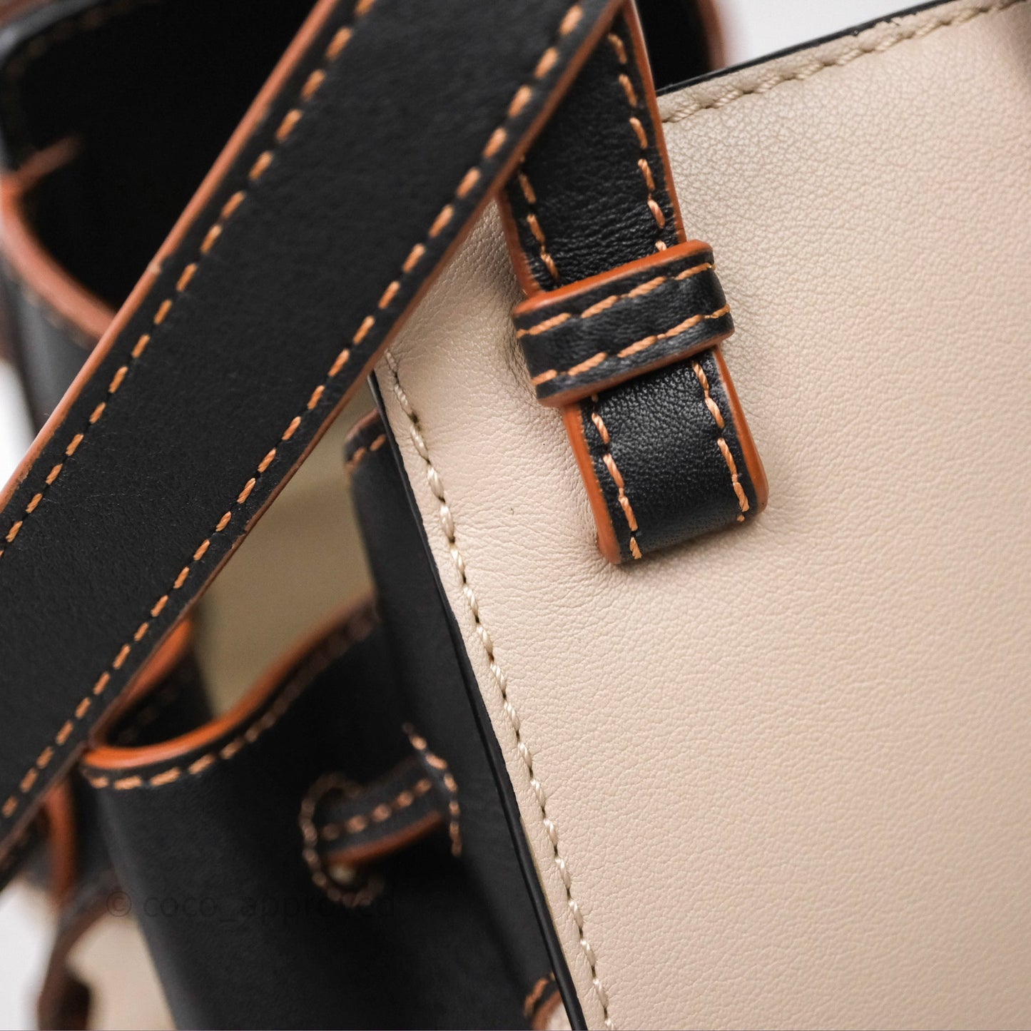 Loewe Mini Hammock Drawstring Beige/ Black Calfskin