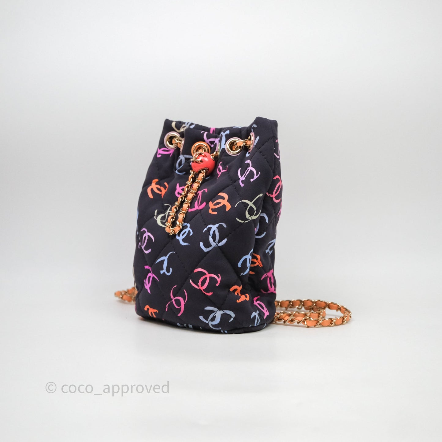 Chanel Small Drawstring Backpack Multicolored CC Printed Fabric 24S