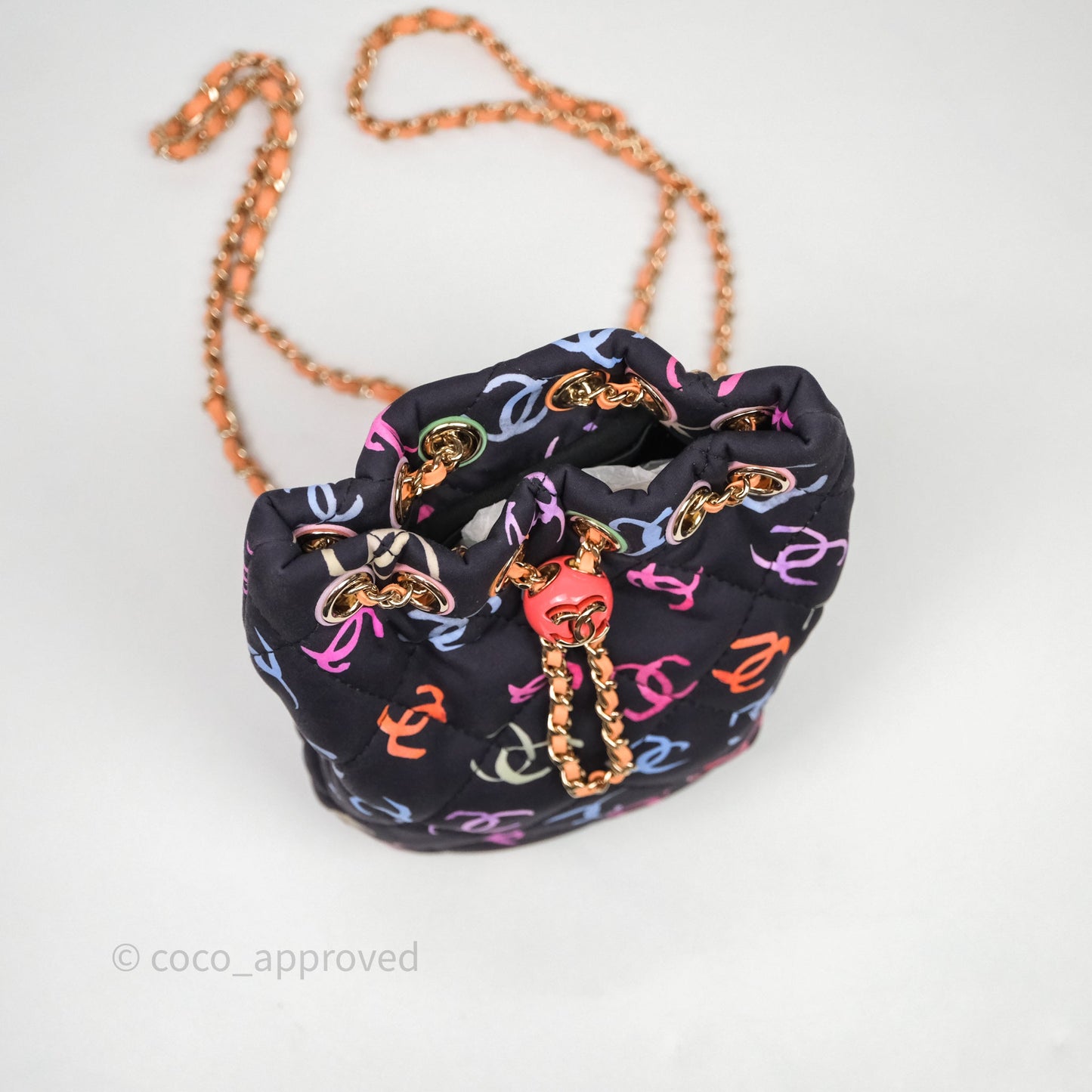 Chanel Small Drawstring Backpack Multicolored CC Printed Fabric 24S