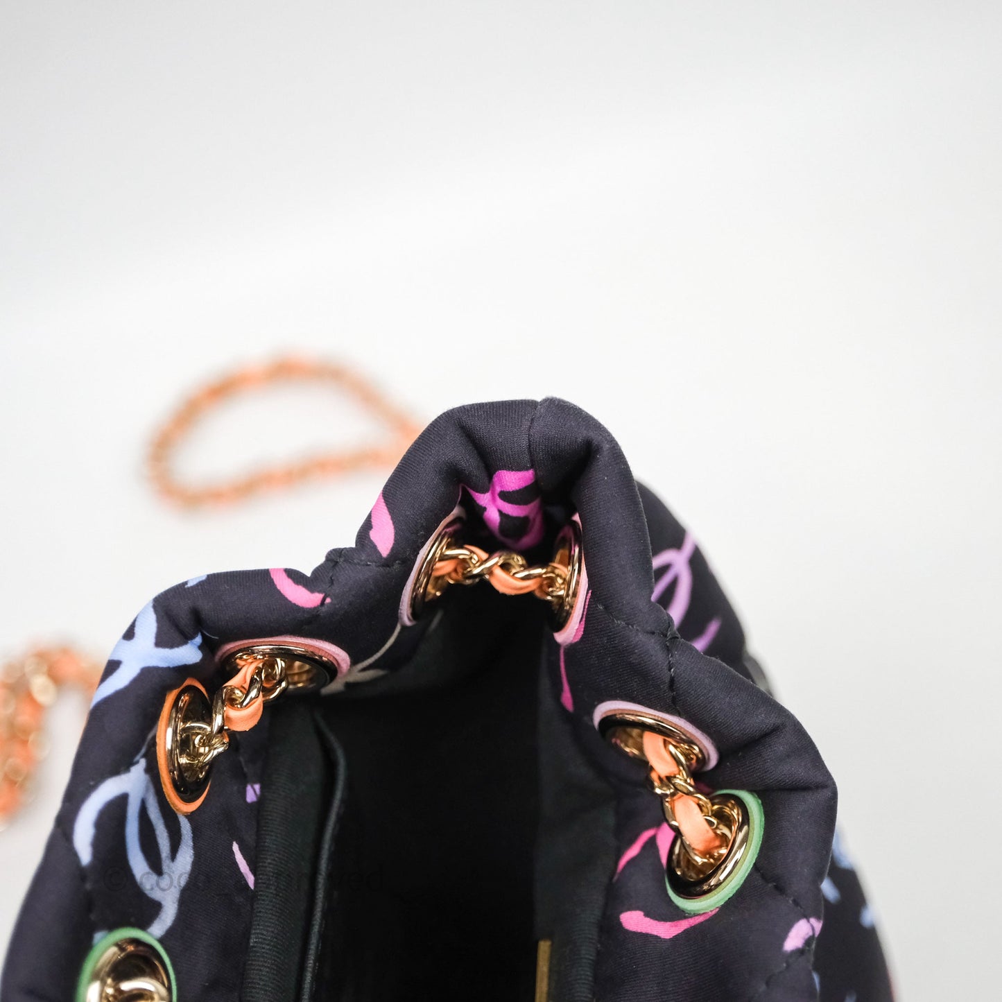 Chanel Small Drawstring Backpack Multicolored CC Printed Fabric 24S