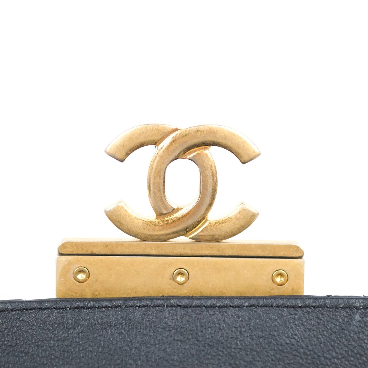 Chanel Golden Class CC Top Handle Bag Navy Calfskin Aged Gold Hardware