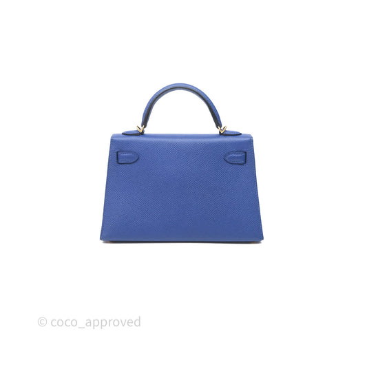 Hermes Mini Kelly Electric Blue Espom Gold Hardware