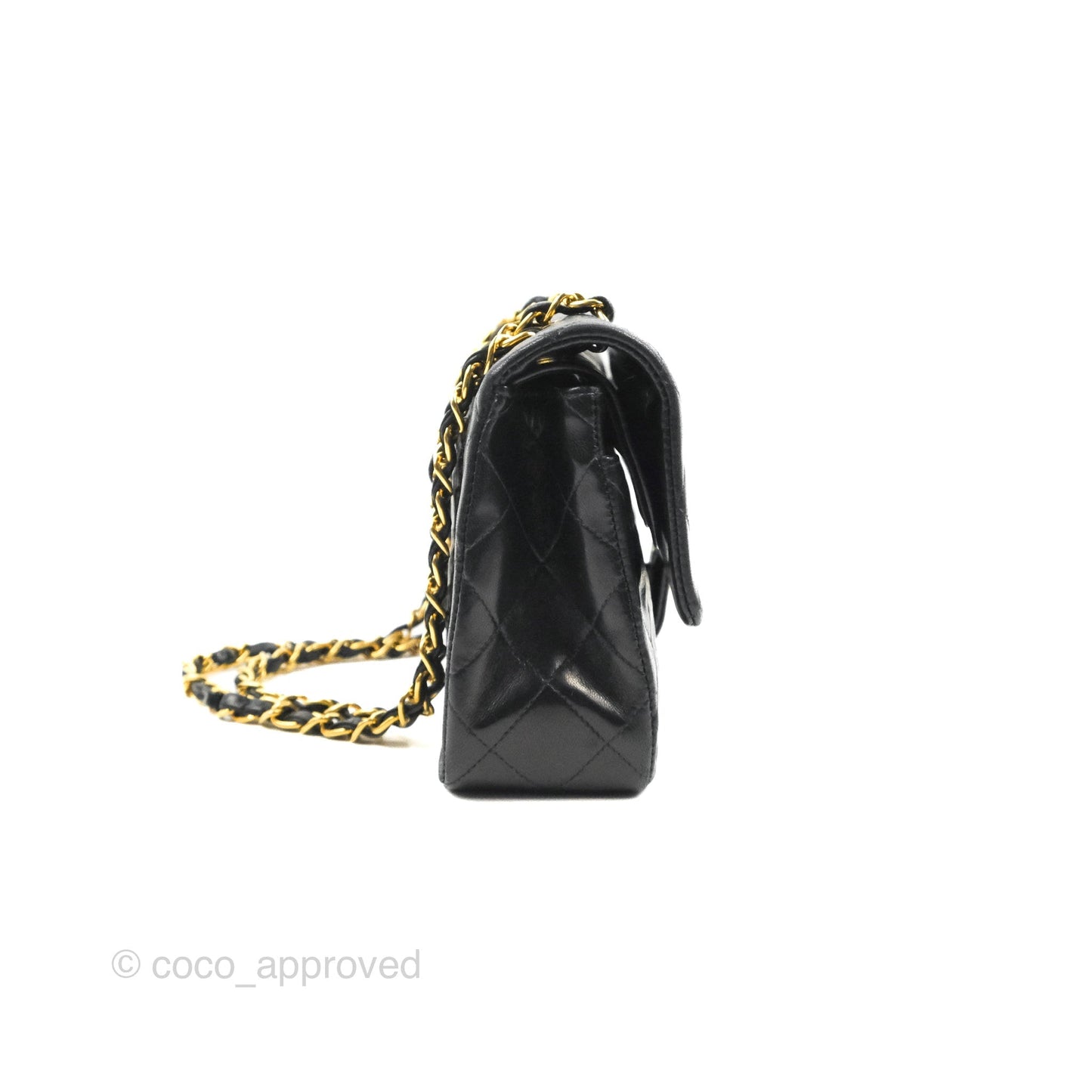 Chanel Vintage Small Classic Flap Black Lambskin 24K Gold Hardware