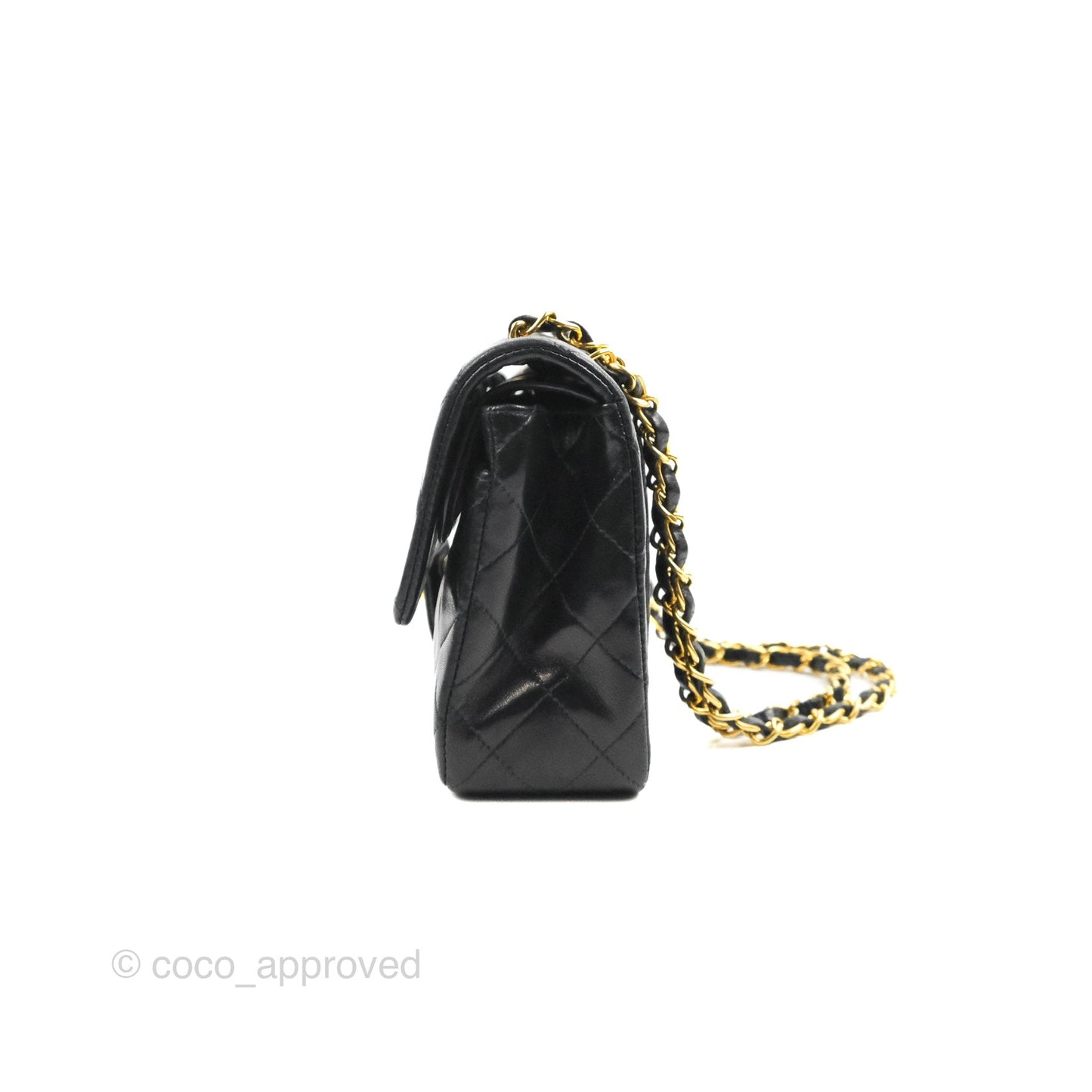 Chanel Vintage Small Classic Flap Black Lambskin 24K Gold Hardware