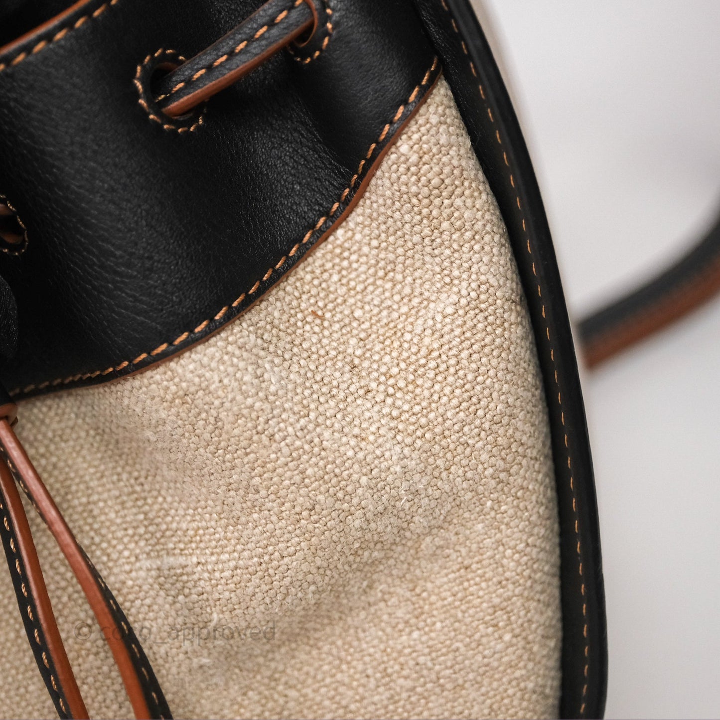 Loewe Mini Hammock Drawstring Beige/ Black Calfskin