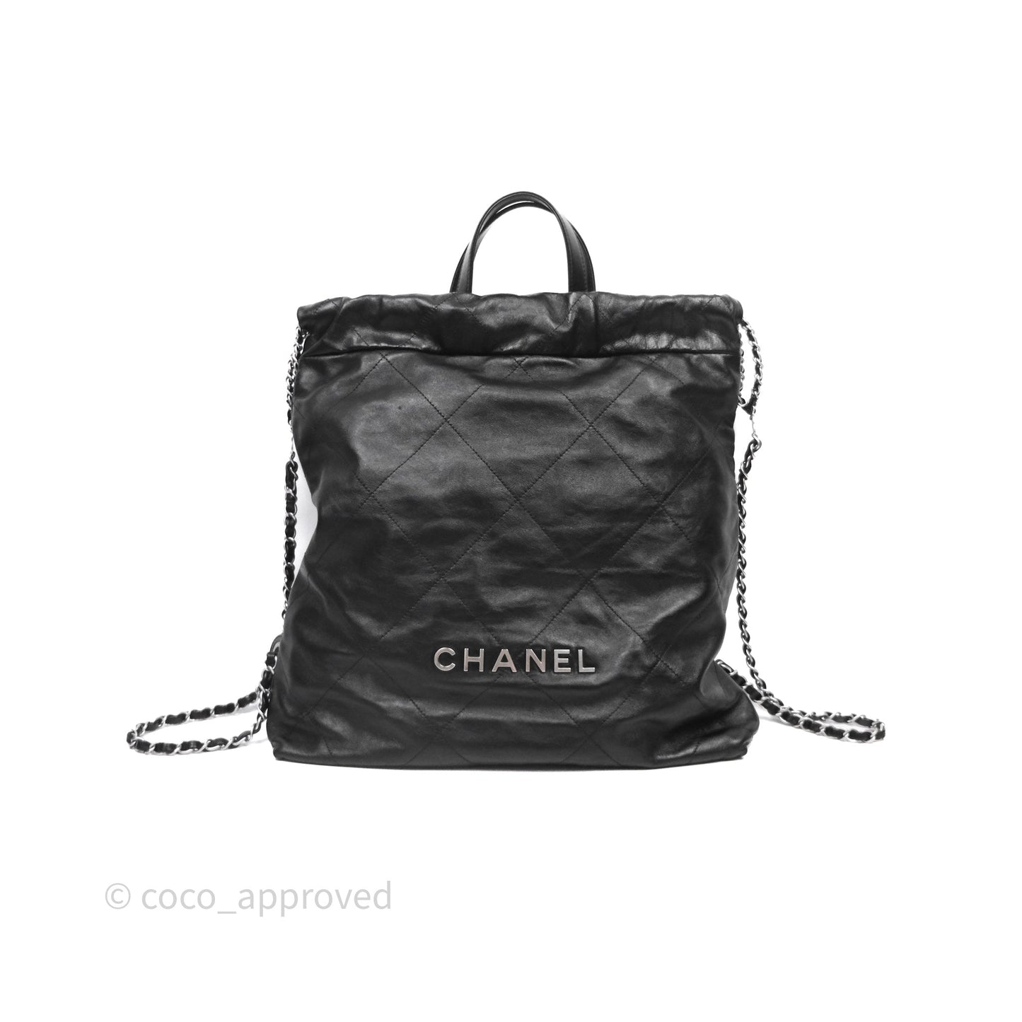 Chanel 22 Medium Calfskin Quilted Backpack Black