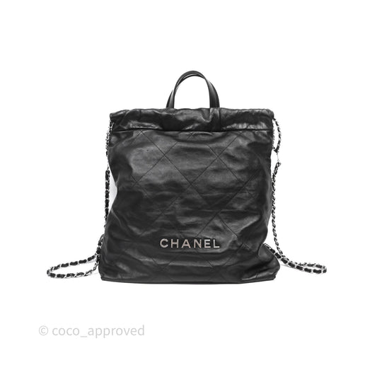 Chanel 22 Medium Calfskin Quilted Backpack Black
