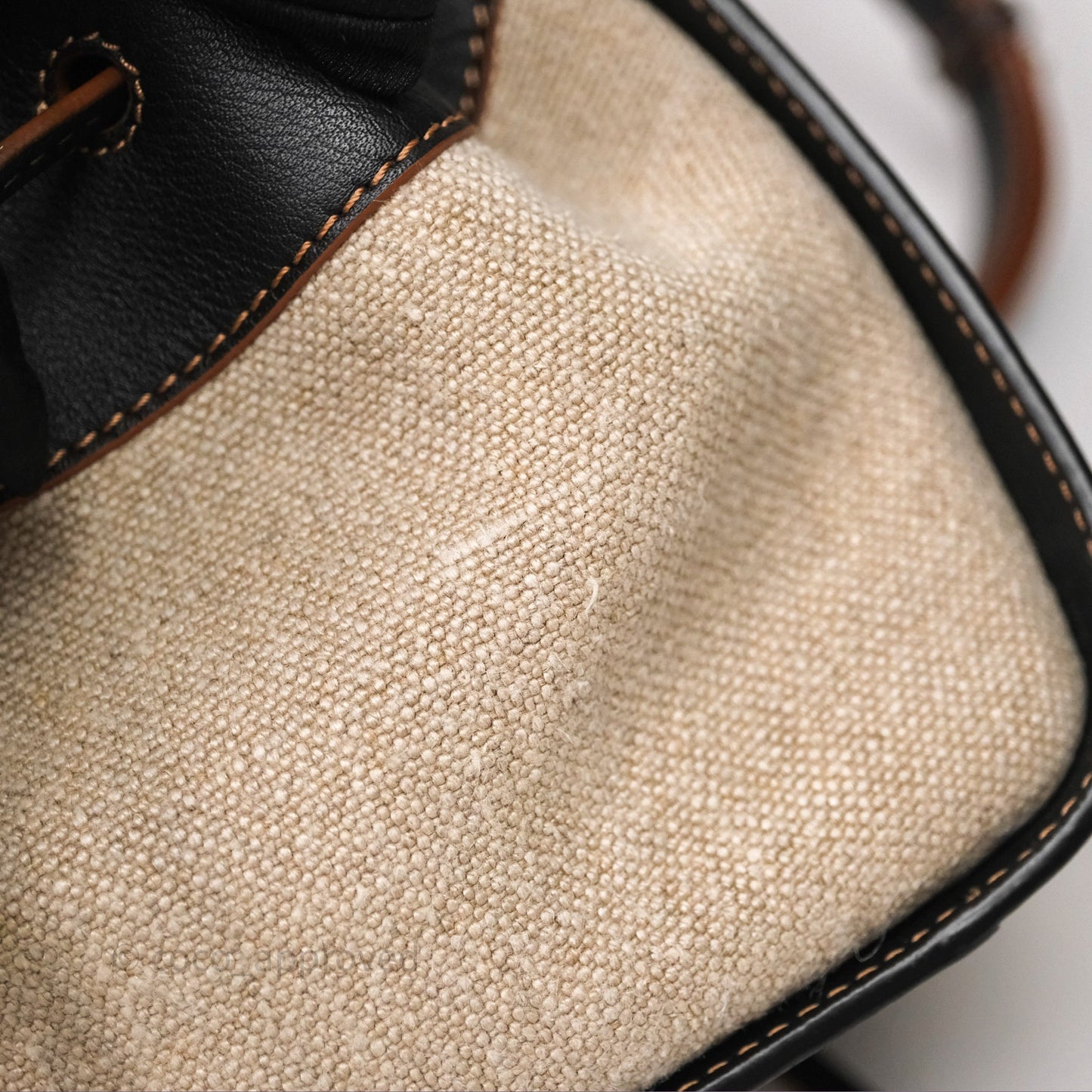 Loewe Mini Hammock Drawstring Beige/ Black Calfskin