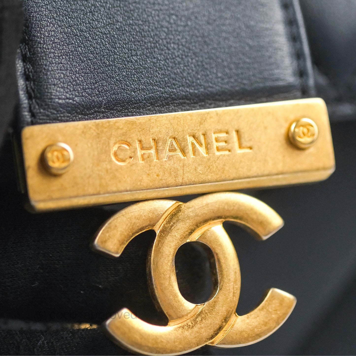 Chanel Golden Class CC Top Handle Bag Navy Calfskin Aged Gold Hardware