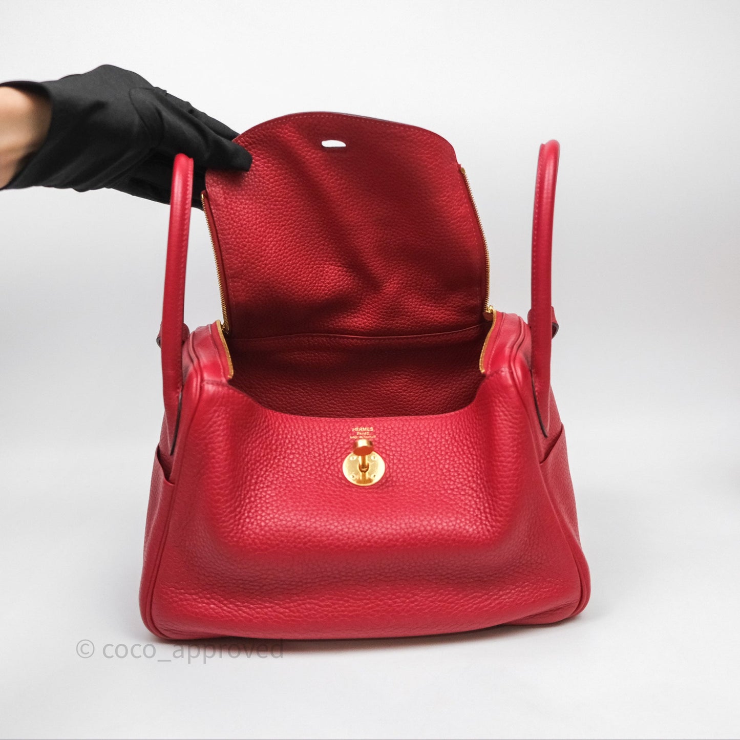 Hermes Lindy 26 Rouge Casaque Q5 Clemence Gold Hardware