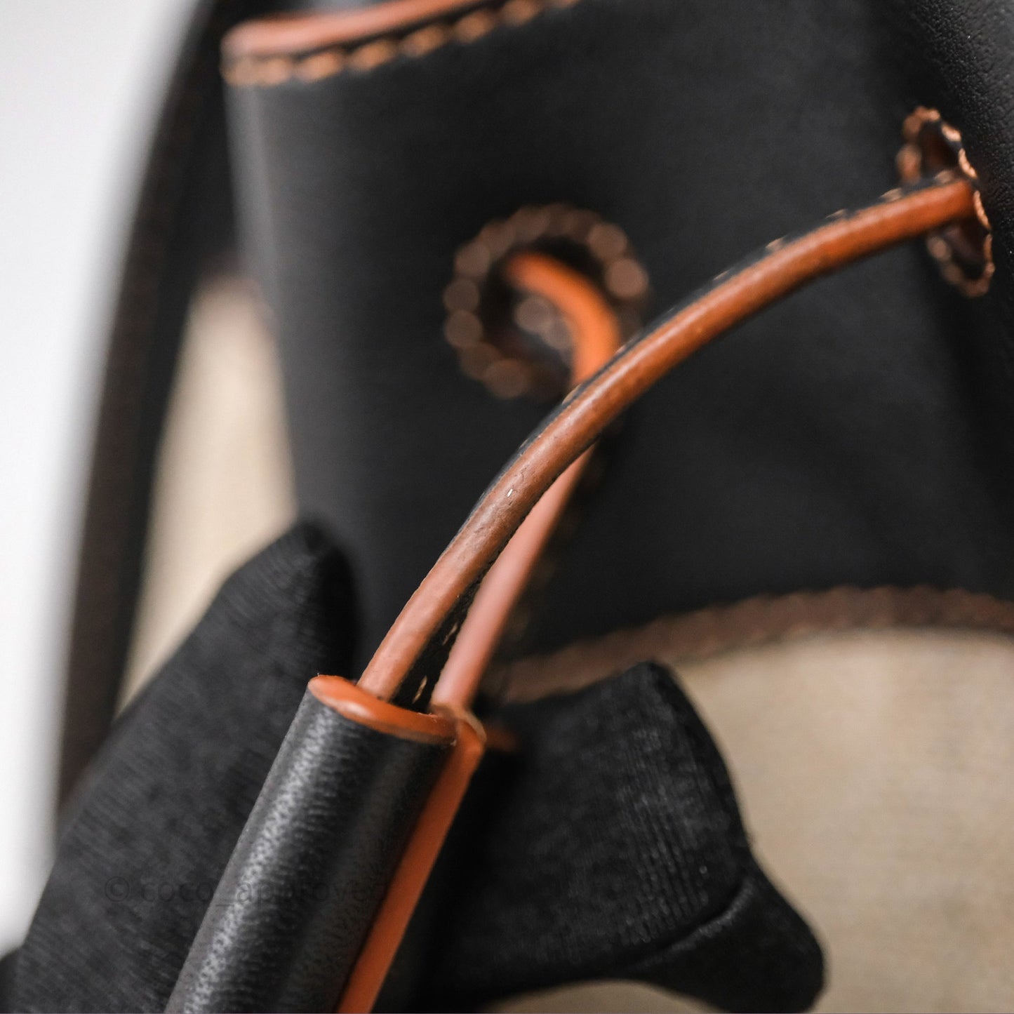 Loewe Mini Hammock Drawstring Beige/ Black Calfskin