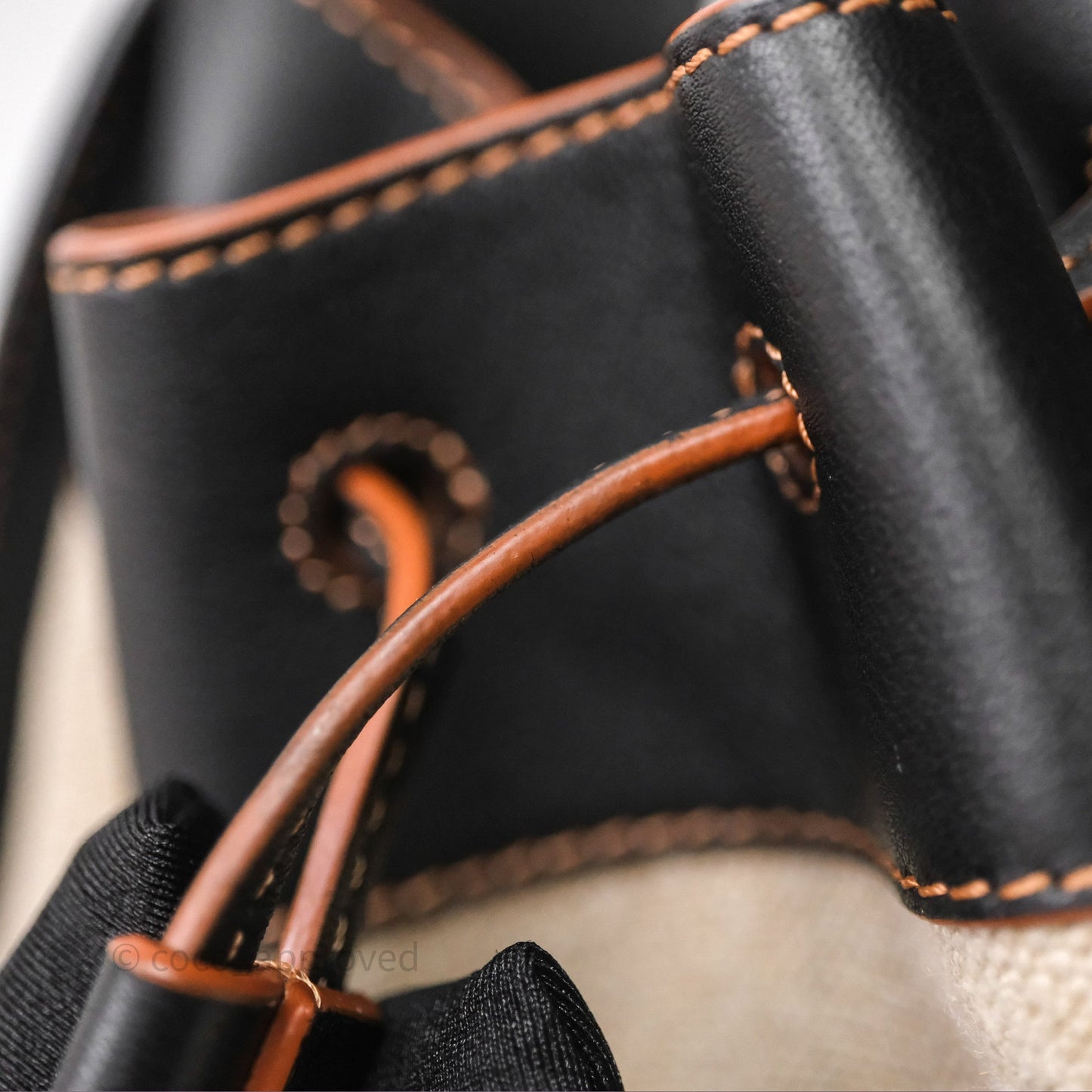 Loewe Mini Hammock Drawstring Beige/ Black Calfskin