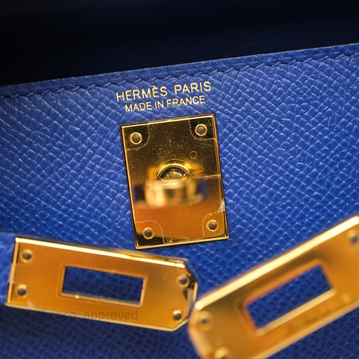 Hermes Mini Kelly Electric Blue Espom Gold Hardware
