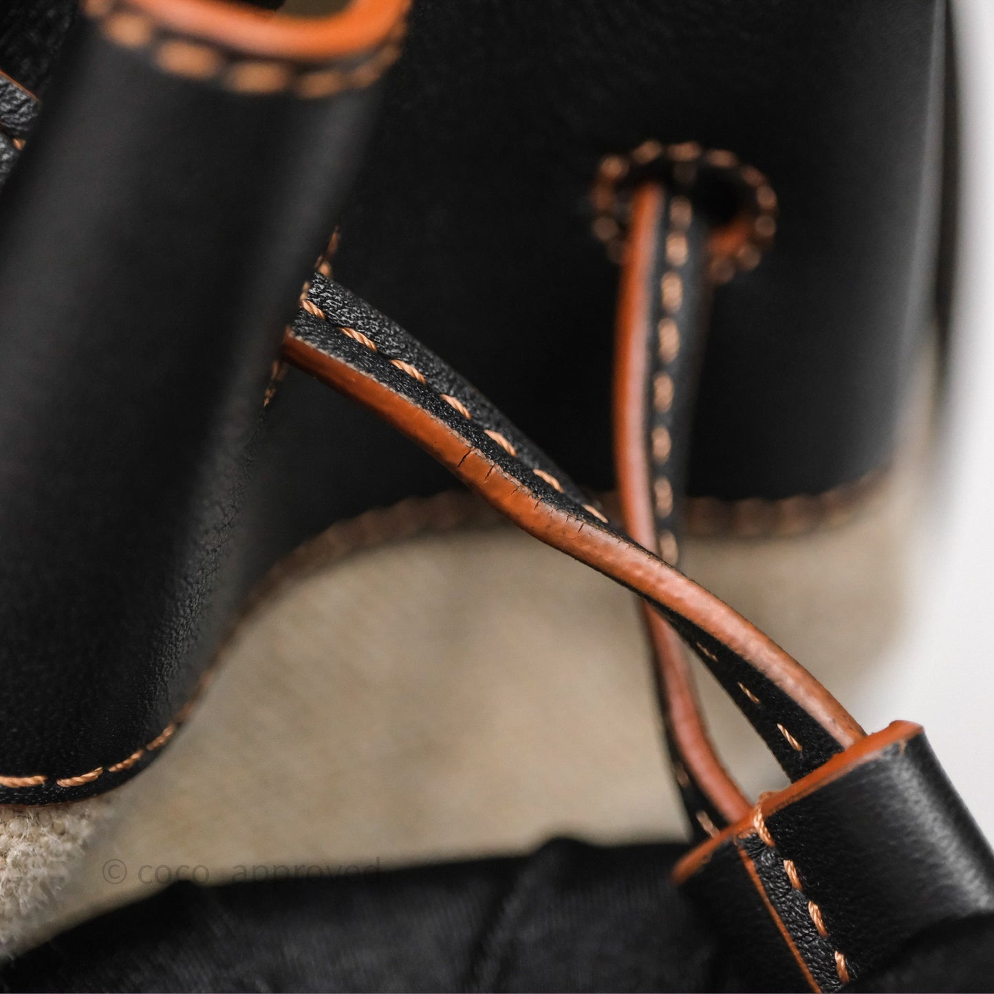 Loewe Mini Hammock Drawstring Beige/ Black Calfskin
