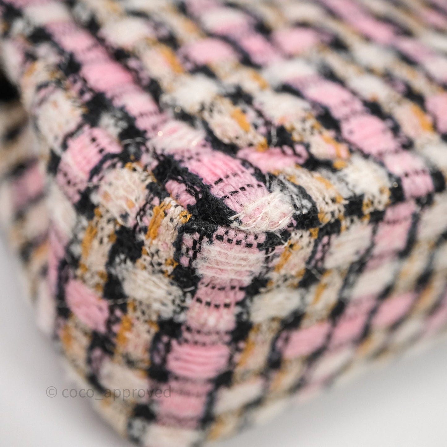 Chanel Pearl Crush Mini Square Pink/ White/ Black Tweed Aged Gold Hardware