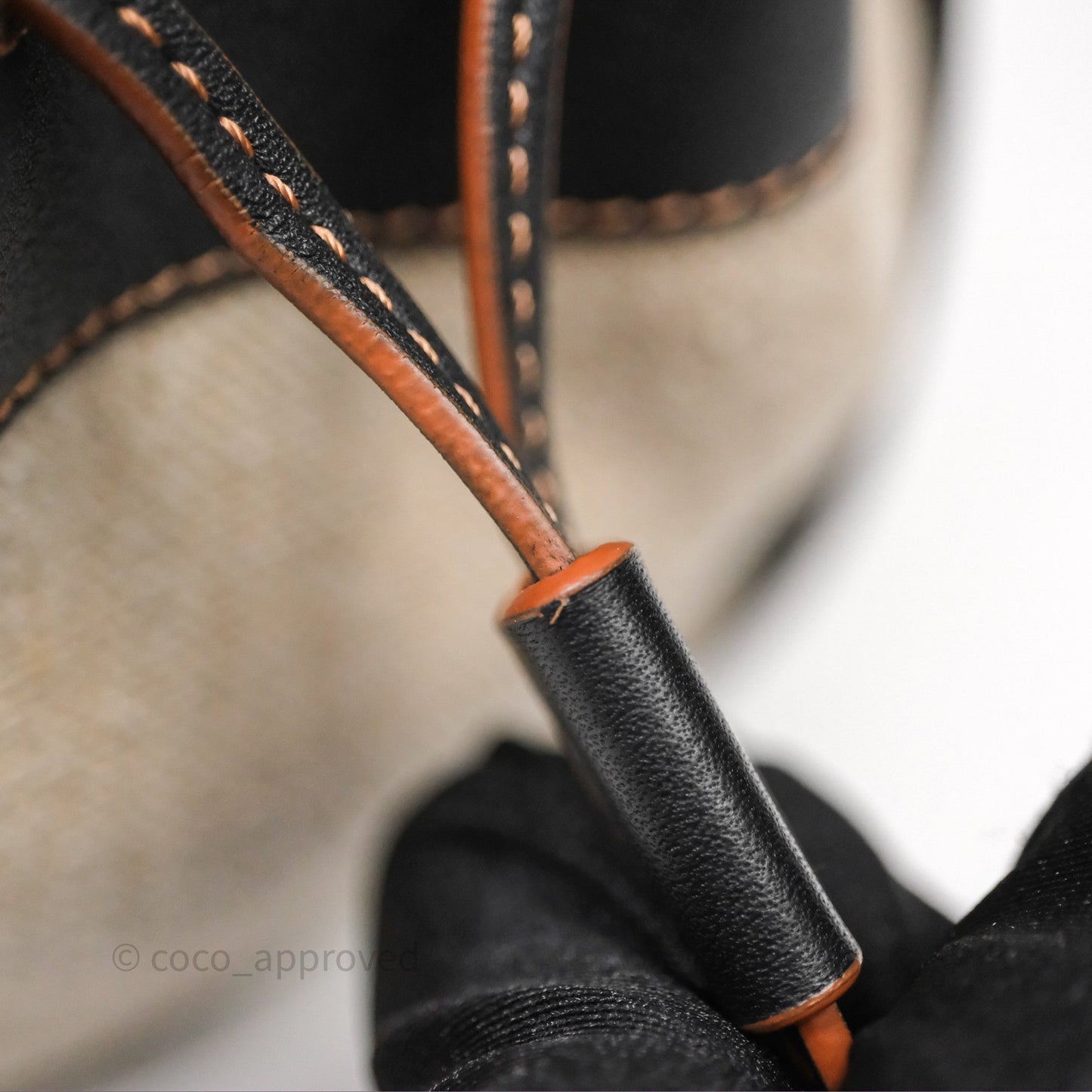Loewe Mini Hammock Drawstring Beige/ Black Calfskin
