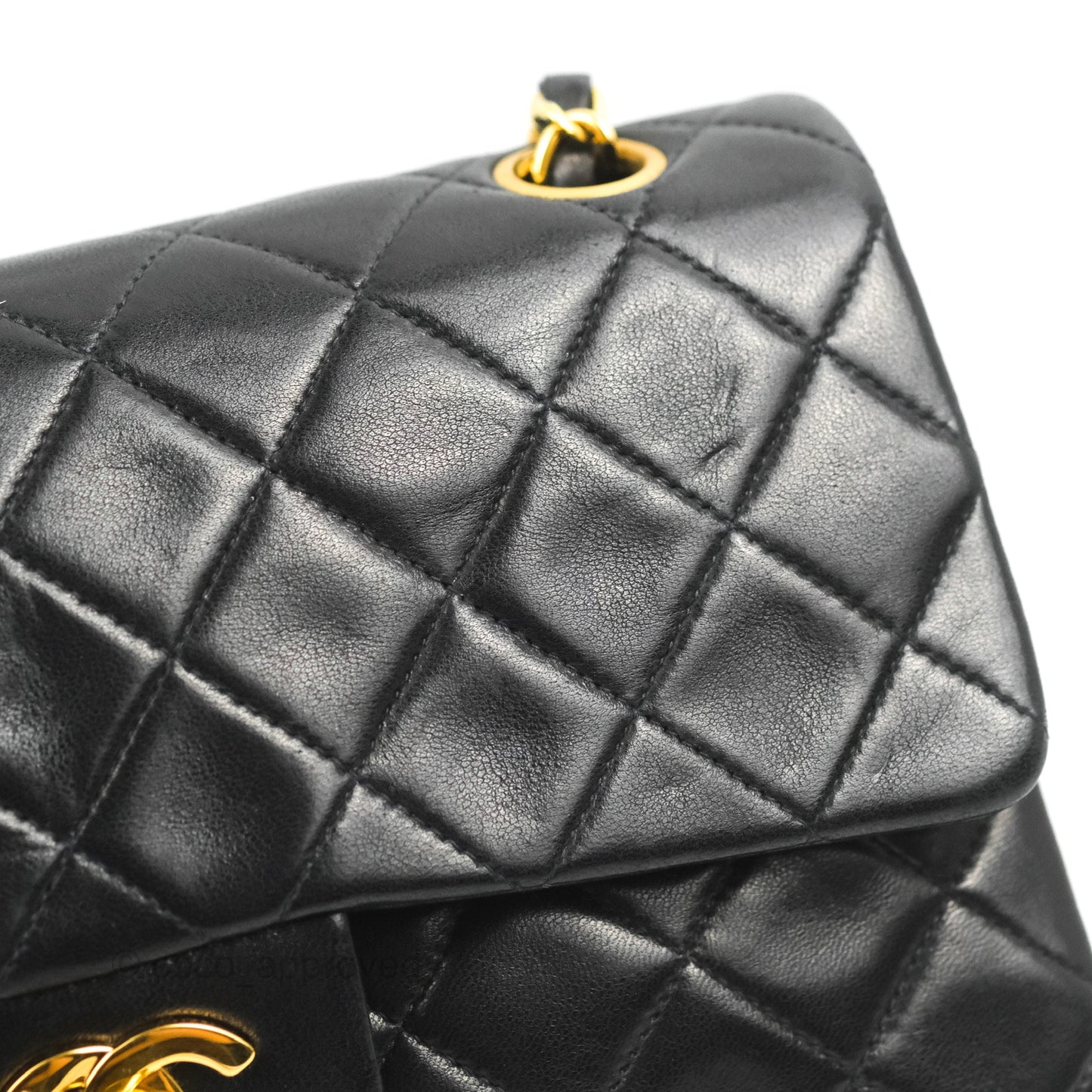 Chanel Vintage Small Classic Flap Black Lambskin 24K Gold Hardware