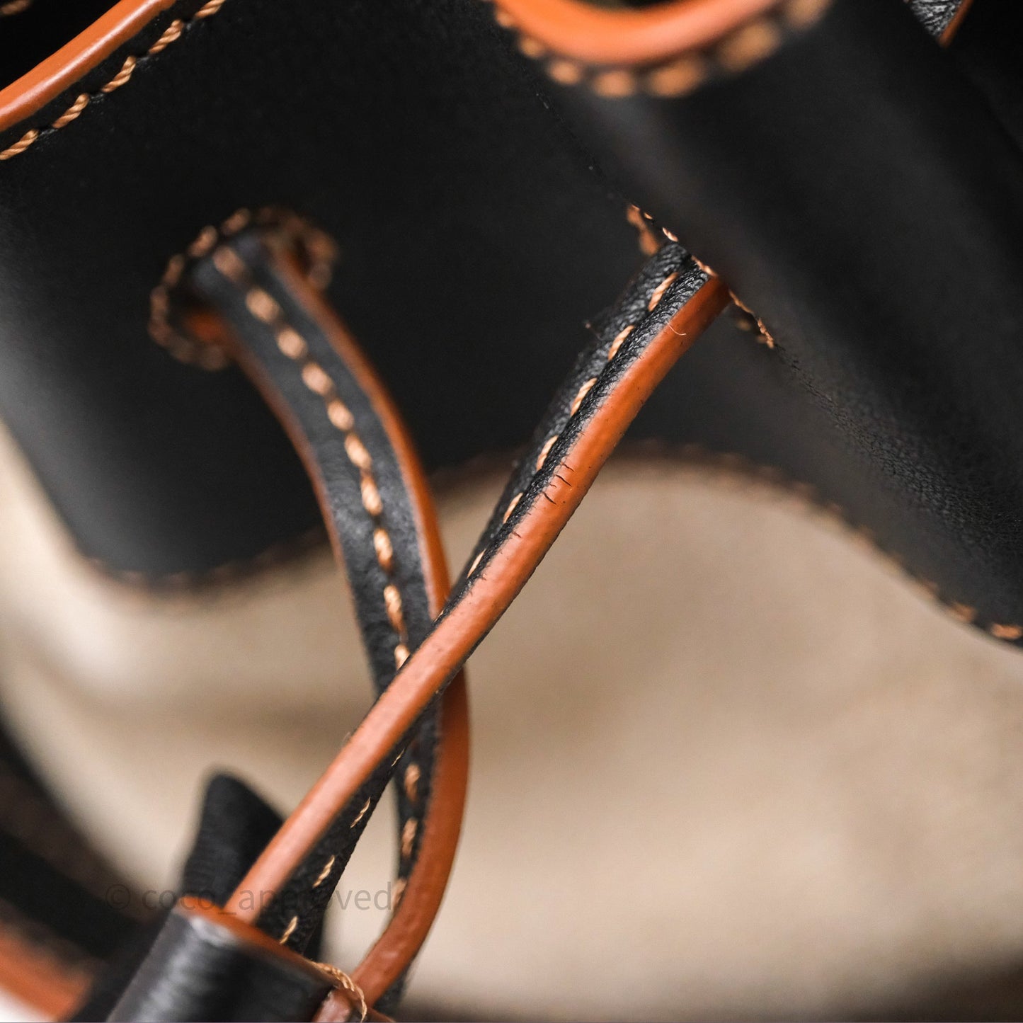 Loewe Mini Hammock Drawstring Beige/ Black Calfskin
