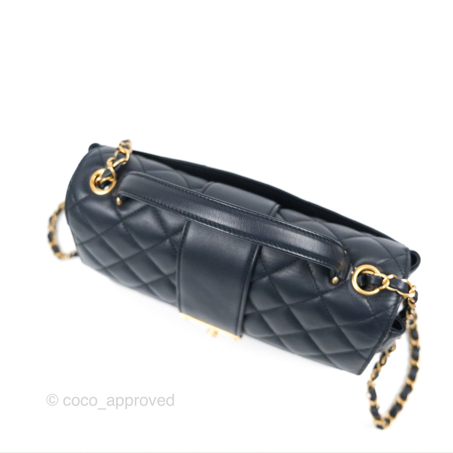 Chanel Golden Class CC Top Handle Bag Navy Calfskin Aged Gold Hardware