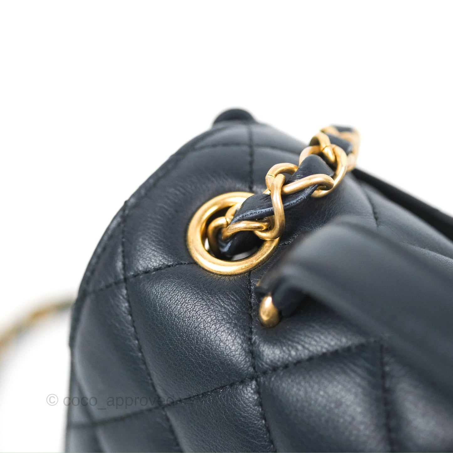 Chanel Golden Class CC Top Handle Bag Navy Calfskin Aged Gold Hardware