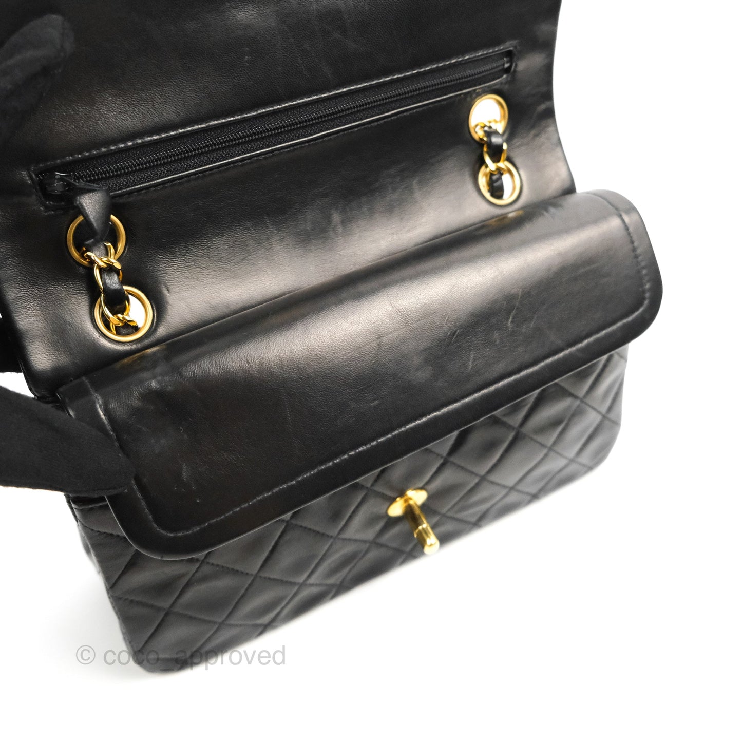 Chanel Vintage Small Classic Flap Black Lambskin 24K Gold Hardware