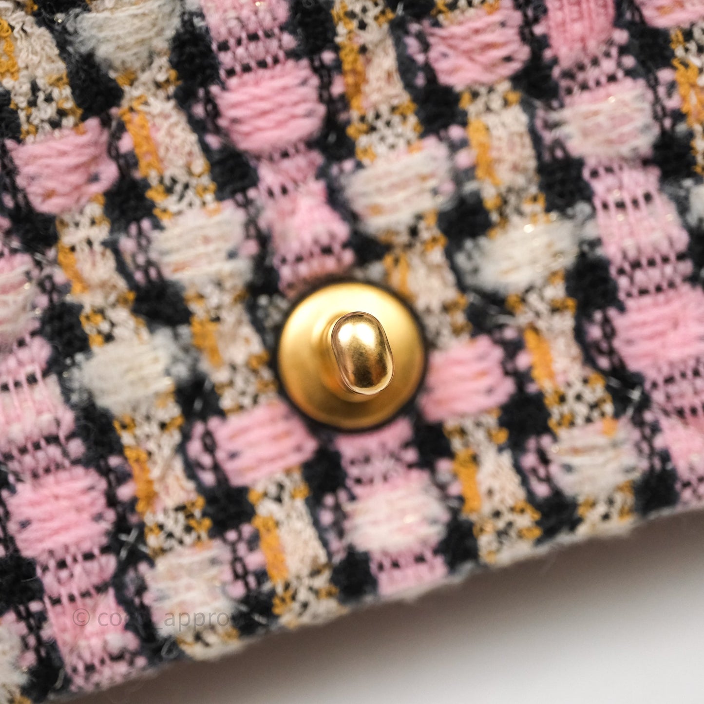 Chanel Pearl Crush Mini Square Pink/ White/ Black Tweed Aged Gold Hardware