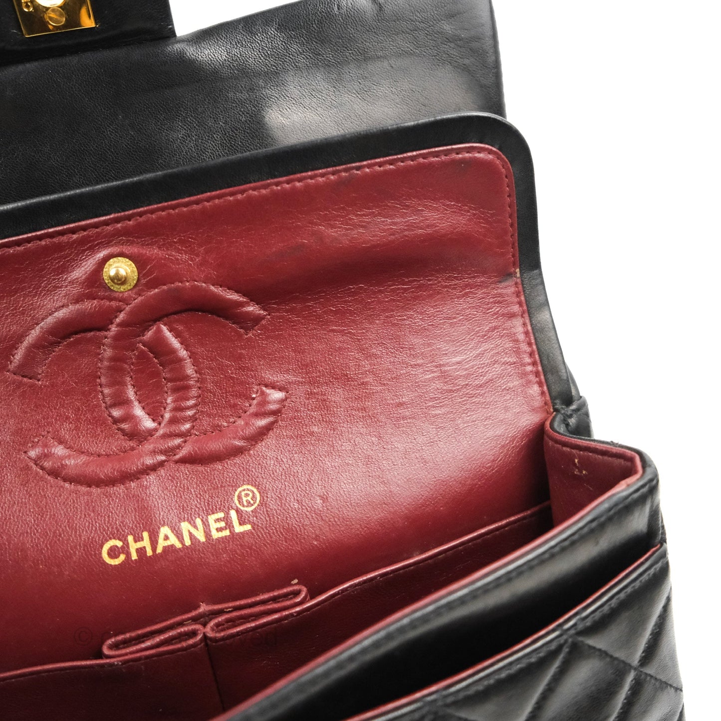 Chanel Vintage Small Classic Flap Black Lambskin 24K Gold Hardware