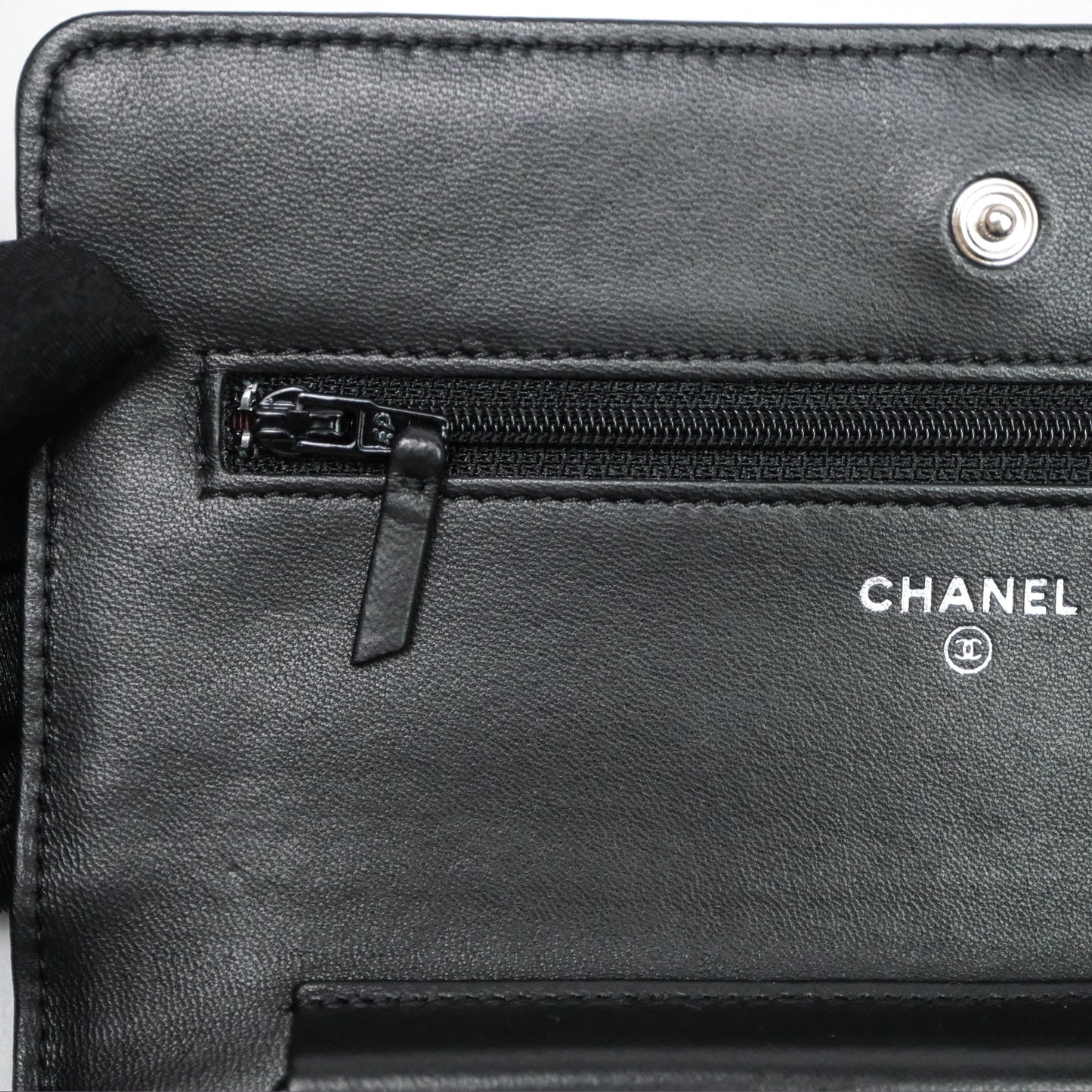 Chanel Quilted Classic Wallet on Chain WOC Black Lambskin Silver Hardware