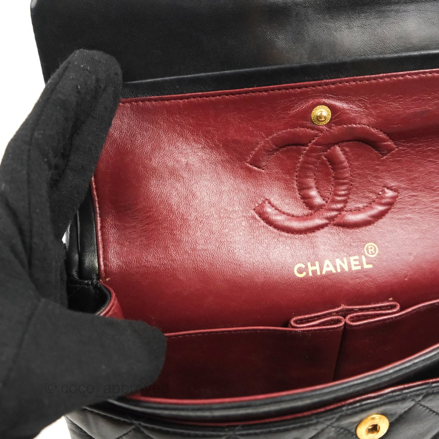 Chanel Vintage Small Classic Flap Black Lambskin 24K Gold Hardware