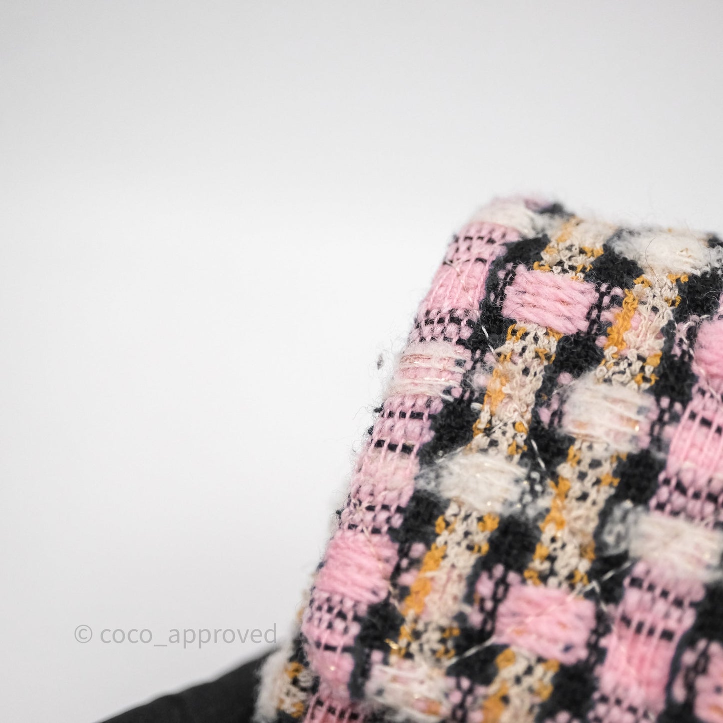 Chanel Pearl Crush Mini Square Pink/ White/ Black Tweed Aged Gold Hardware