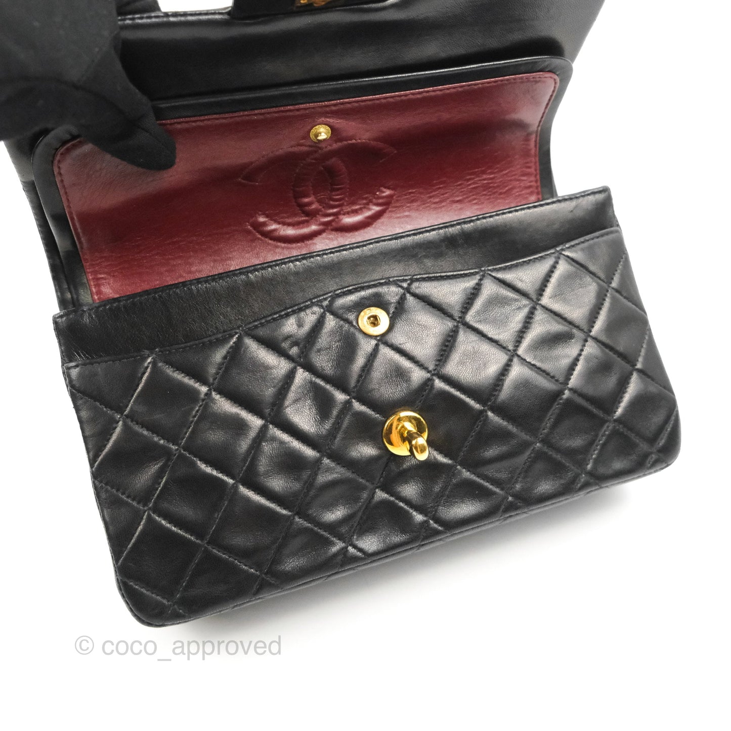 Chanel Vintage Small Classic Flap Black Lambskin 24K Gold Hardware