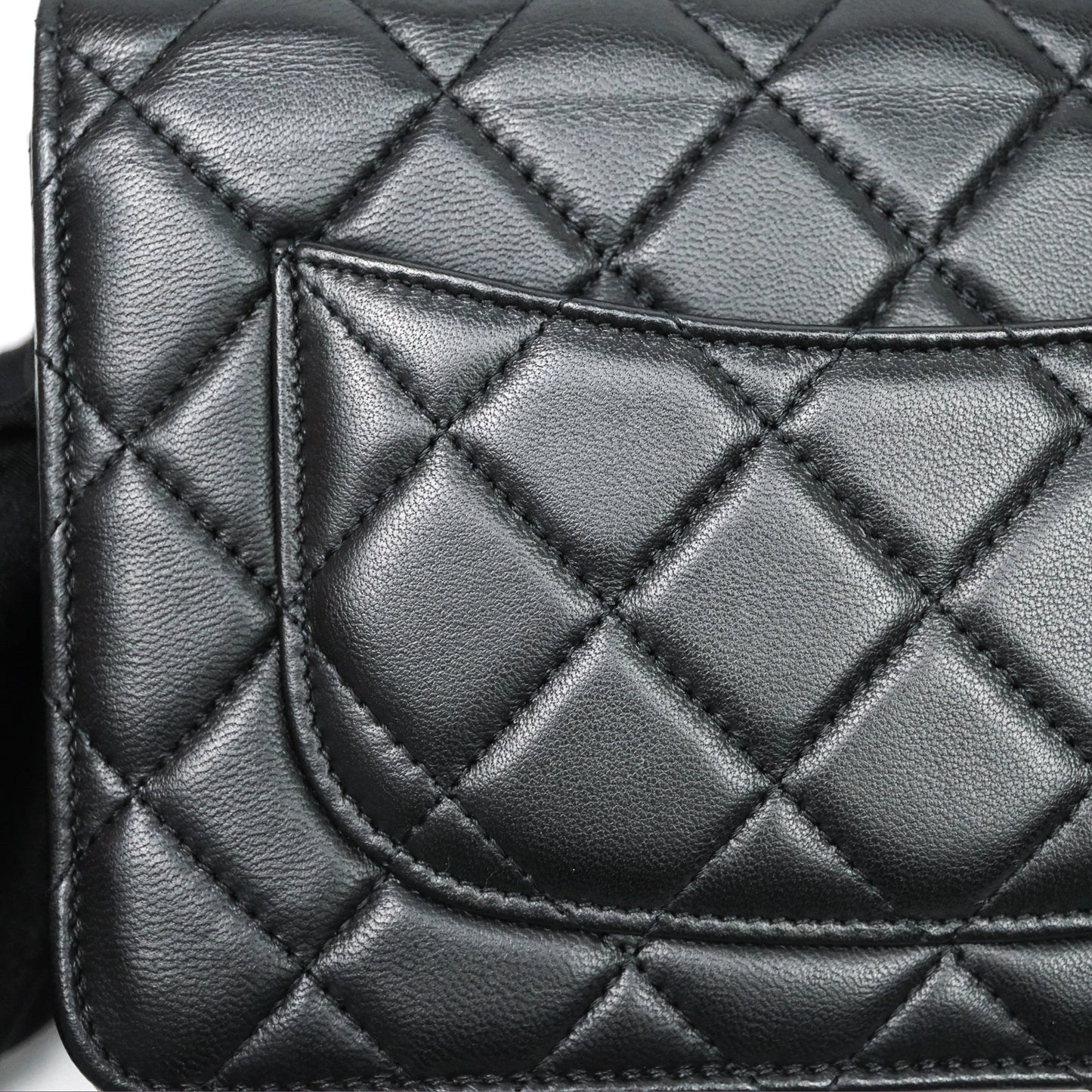 Chanel Quilted Classic Wallet on Chain WOC Black Lambskin Silver Hardware