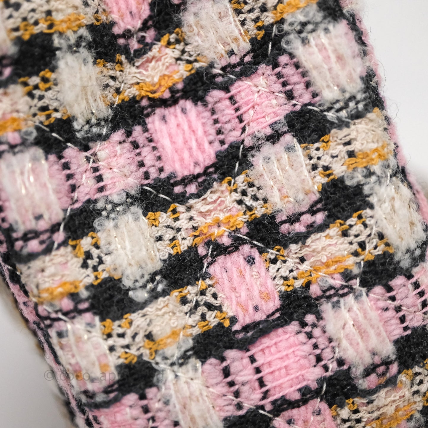 Chanel Pearl Crush Mini Square Pink/ White/ Black Tweed Aged Gold Hardware