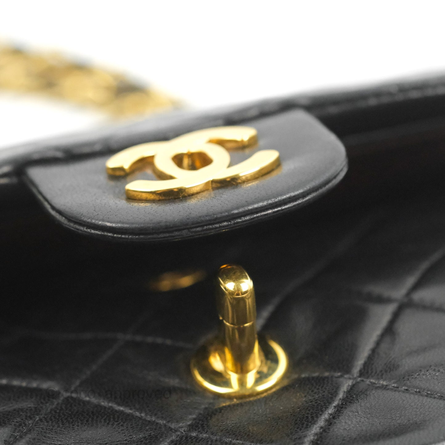 Chanel Vintage Small Classic Flap Black Lambskin 24K Gold Hardware