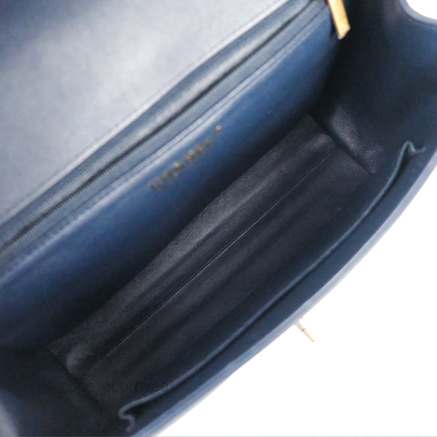 Chanel Golden Class CC Top Handle Bag Navy Calfskin Aged Gold Hardware